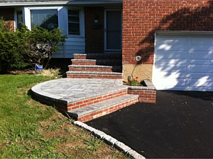 glen gery 53dd red clay brick stoop gray paver top bullnose edge